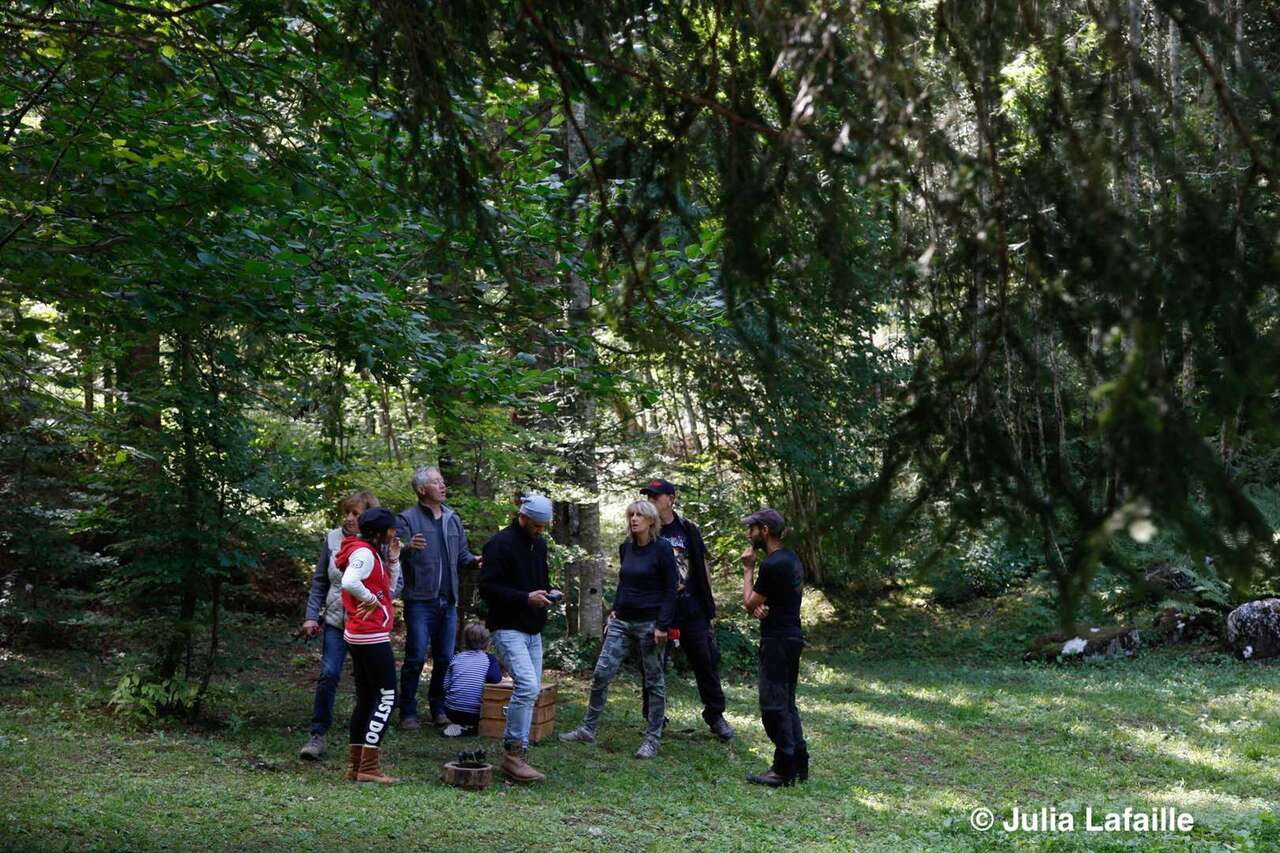 Groupe de personne au milieu de la forêt